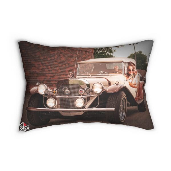 Vintage Car Lumbar Pillow - Retro Home Decor