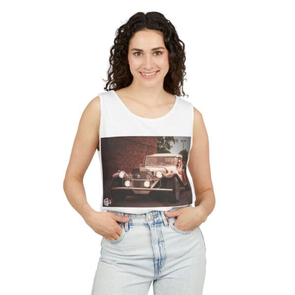 Classic Car Graphic Tank Top - Retro Vibe Unisex Apparel - Image 3